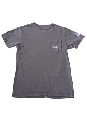 Men's Distressed Vineyard Vines American Flag Whale Short Sleeve Pocket T-shirt